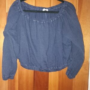 We The Free Free People Deep Blue Blouse